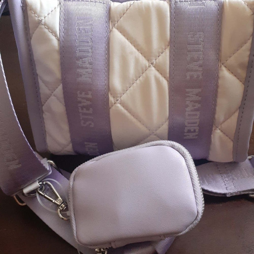 Steve Madden Lavender and White Quilted Crossbody Bag